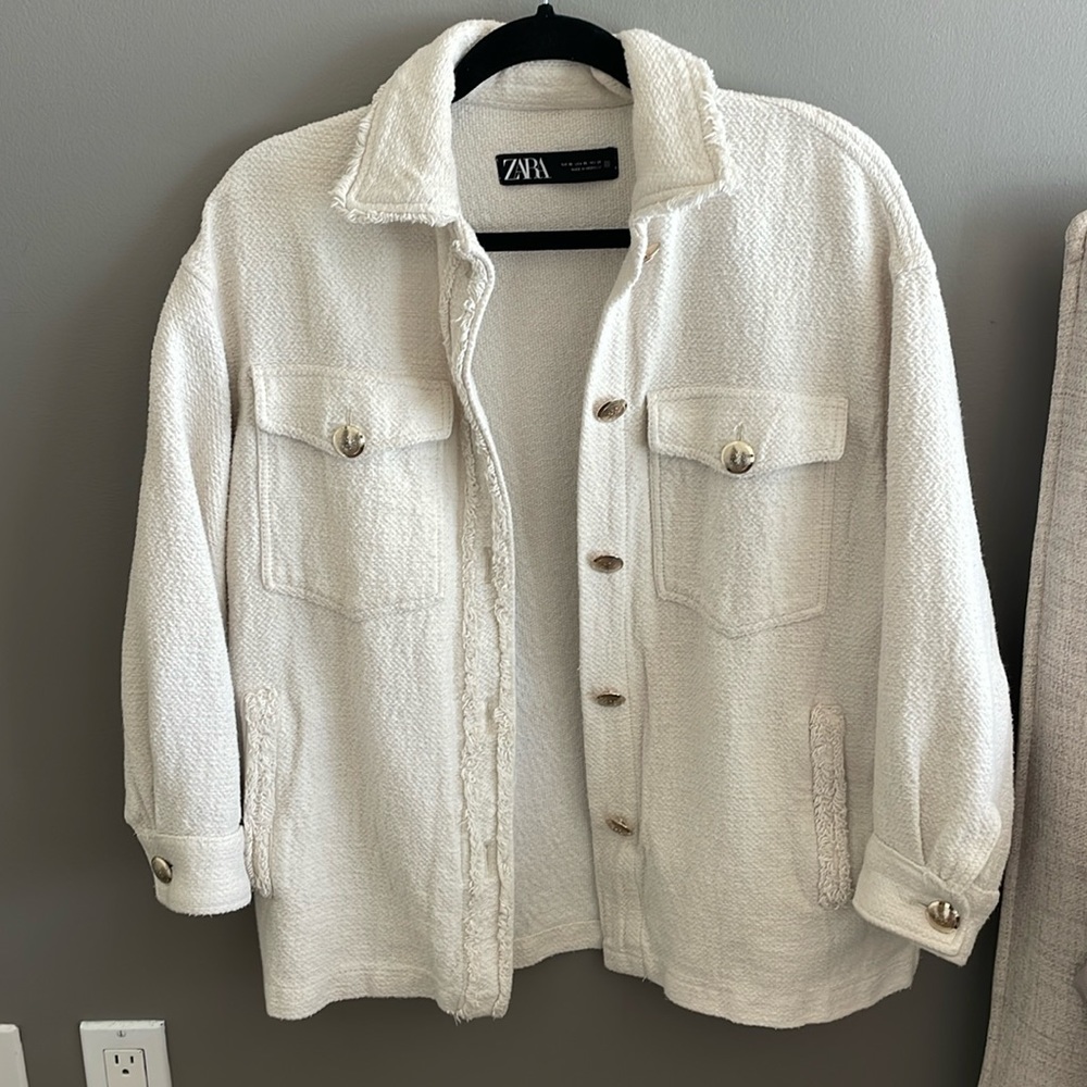 Zara Off White Tweed Jacket Size XS